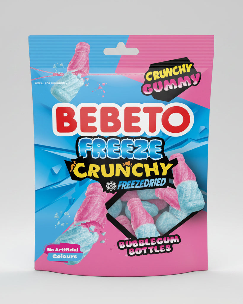 Bebeto Freeze Crunchy – Caramelle Liofilizzate Gusto Bubblegum (35g)